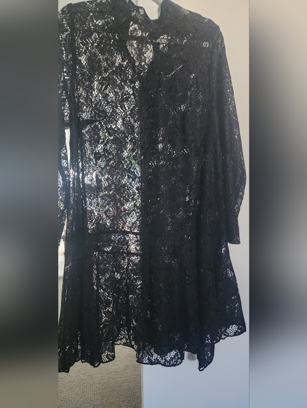 H&M Black Sheer Lace Longline Robe